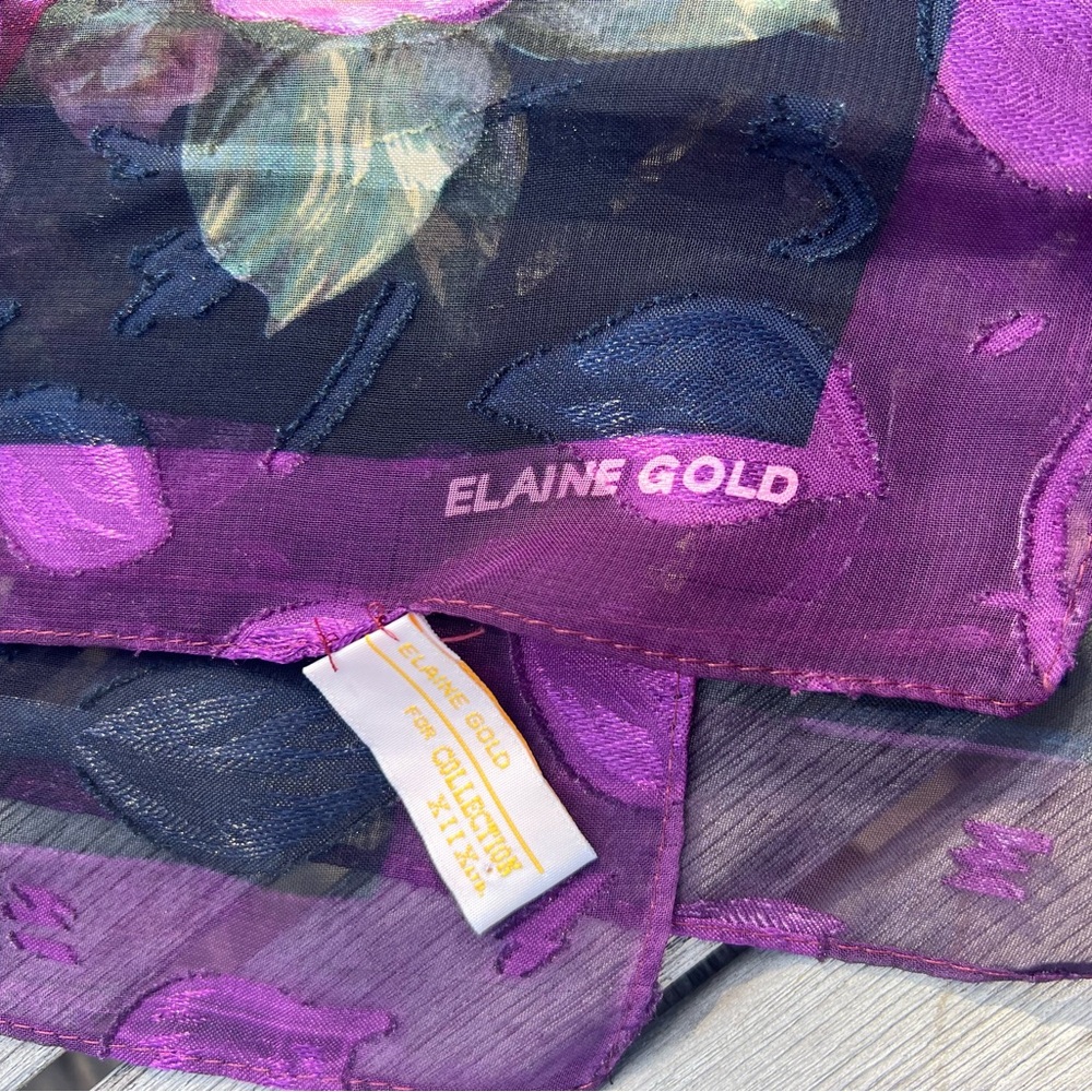Elaine Gold purple & black Floral Scarf Purple - Picture 2 of 3